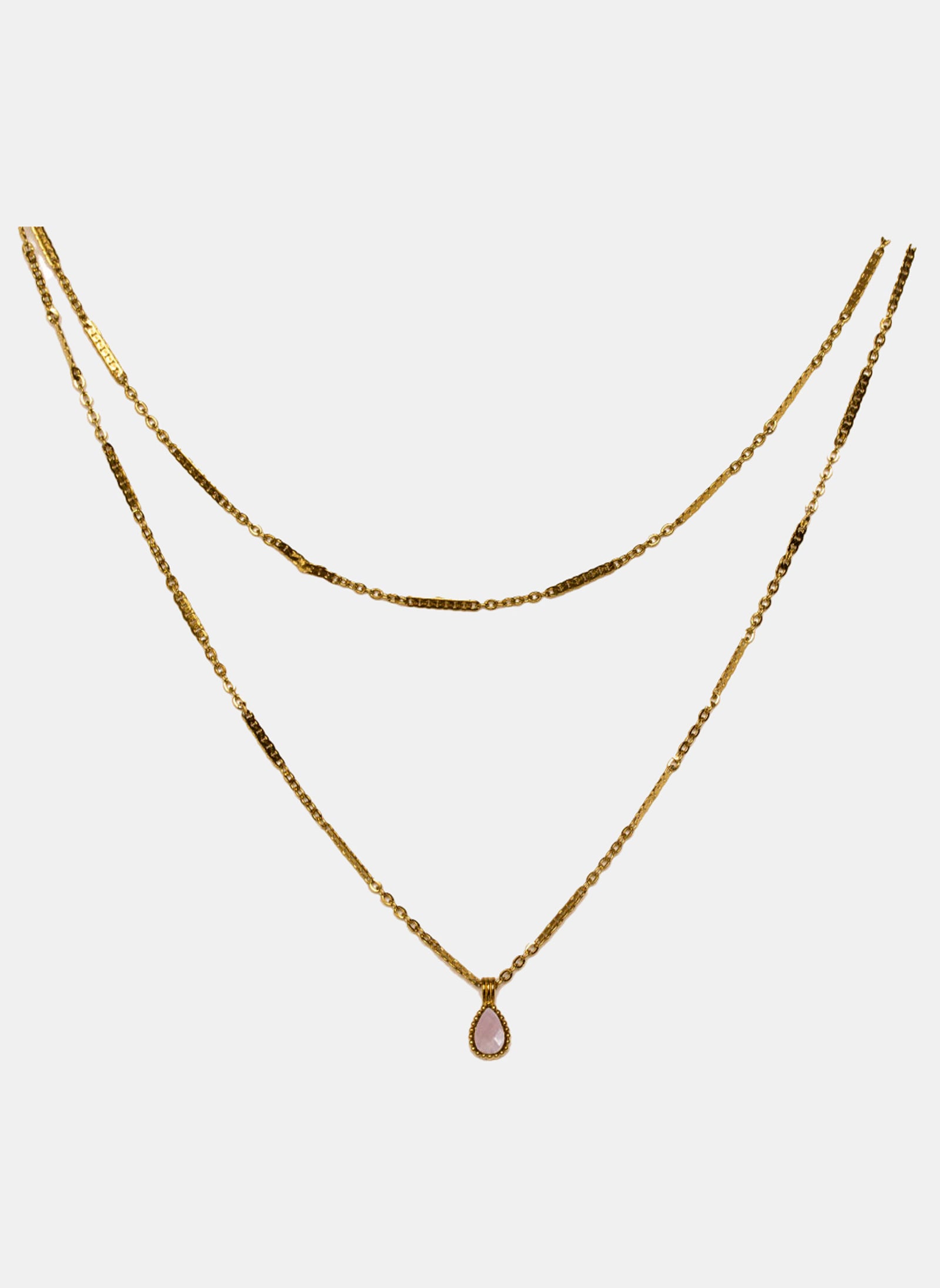 Collier chaîne Hedelia - Or / Quartz rose